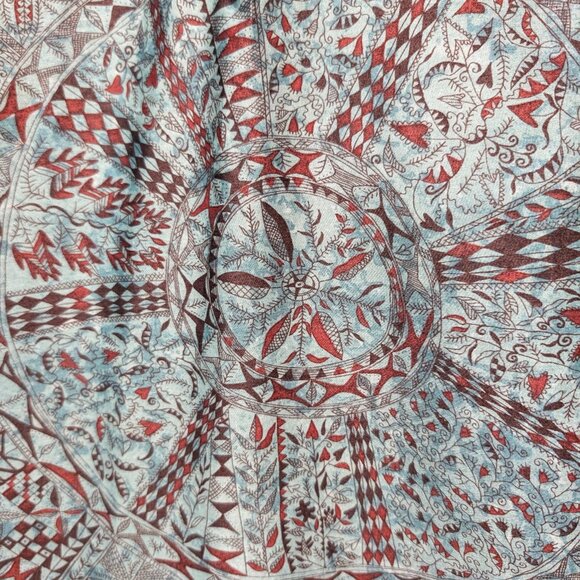 Peruvian Connection Womens Sz 12 Teal Blue Tribal Print Hi-Lo Handkerchief Skirt - Picture 8 of 10